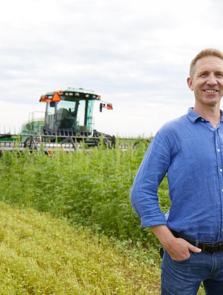 Andrew Potter at the Blue Sky hemp farm